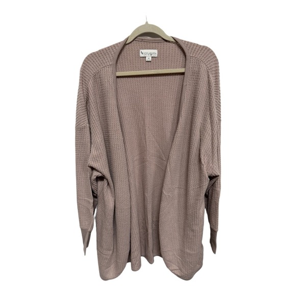 Koolaburra By Ugg Open Front Cardigan Sweater 2XL Cozy Waffle Knit Pink Pockets - Picture 1 of 6